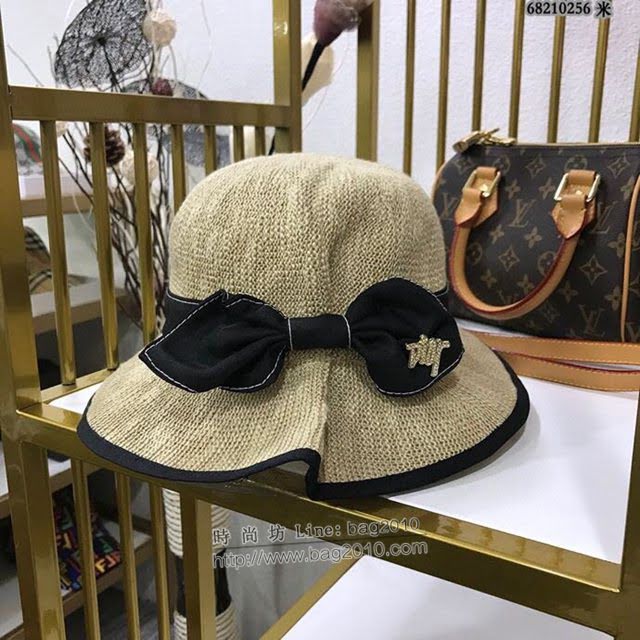 Dior女士帽子 迪奧褶皺蝴蝶結草帽 Dior遮陽帽  mm1006